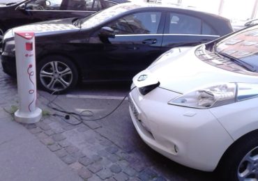 Cars charging in the city centre