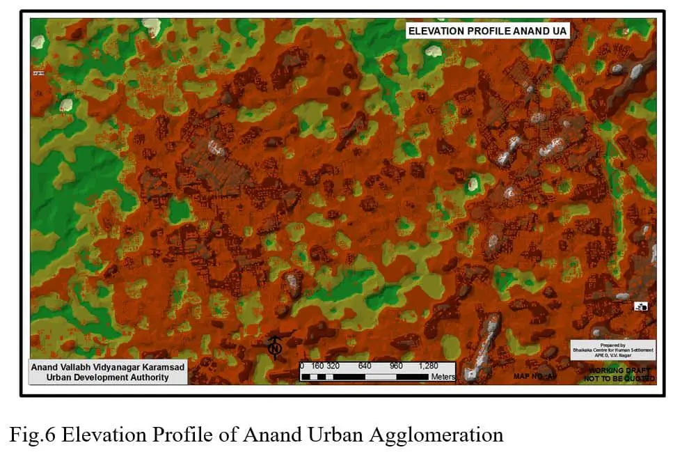 Land suitability Analysis using Remote Sensing and GIS Elevation profile of Anand Urban Agglomeration