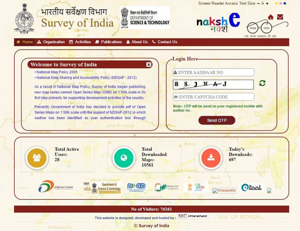 Nakshe website by Survey of India (SOI)