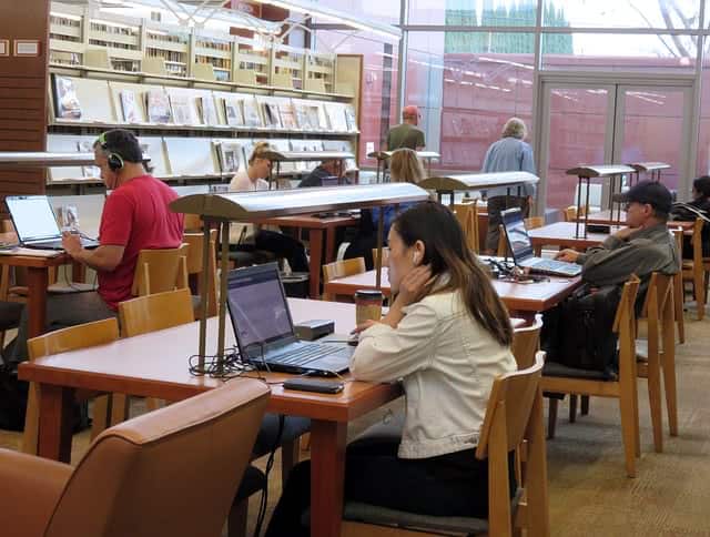 Student in a library