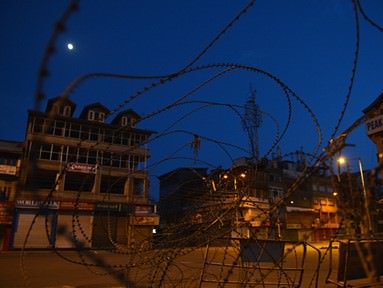 Barbed wires on the streets of Srinagar