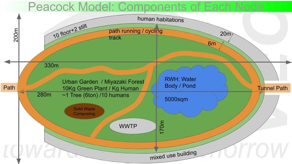 Peacock Model for urban design - Human habitat Floor Space 16000sqm