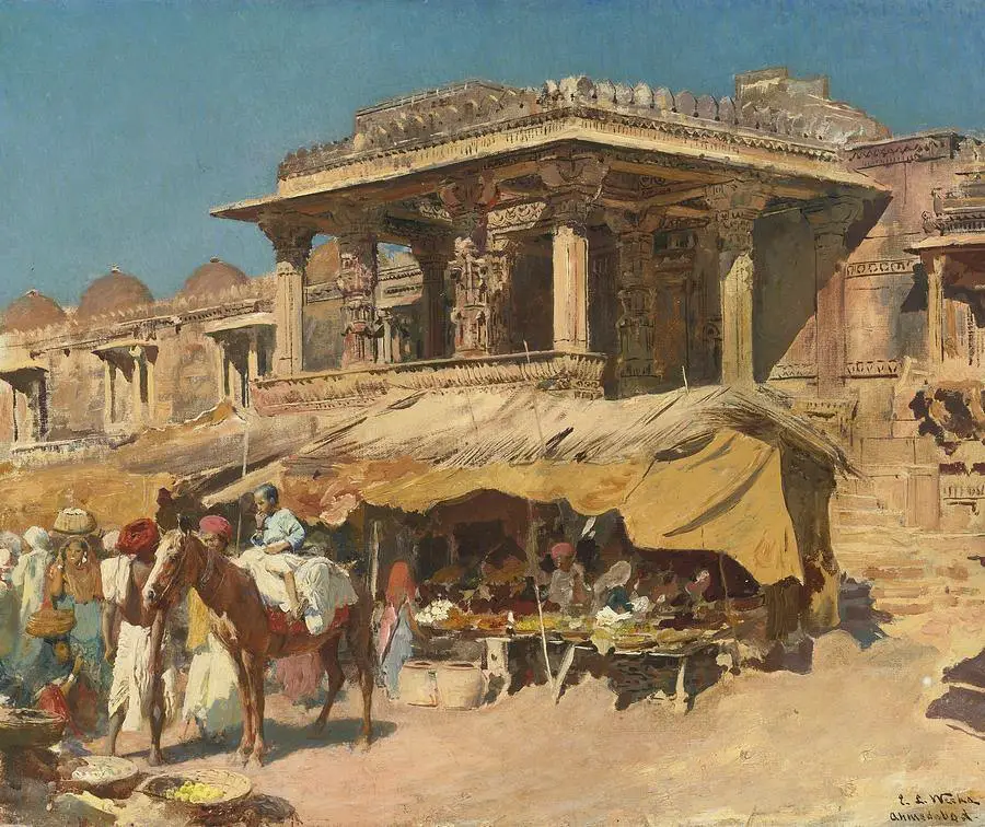 Market in Ahmedabad by Edwin Lord Weeks, An american artist