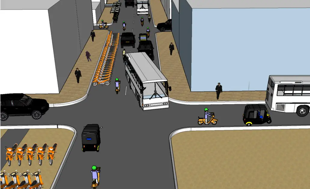 Framework for Pedestrian and NMT Prioritization in Transportation Figure 4 Existing junction view of commercial stretch
