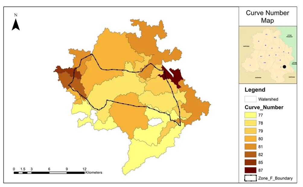 Figure 6. Curve Number Map (Watershed Wise)