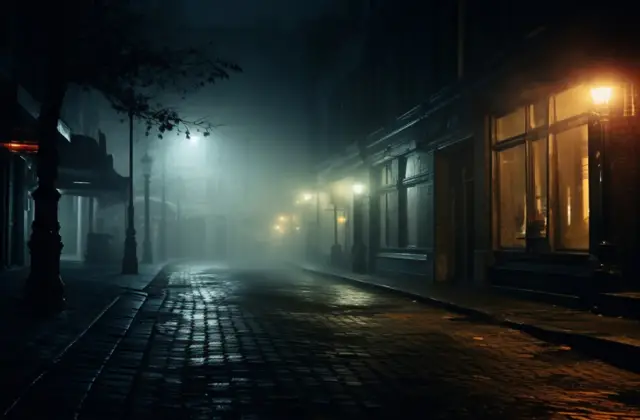 scary dark street at night