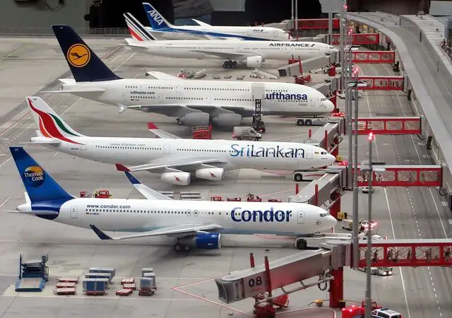 Aircrafts parked at terminal